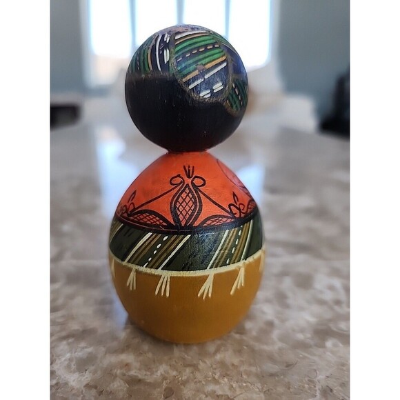 Vintage Painted Wooden Dolls. Pair - Picture 5 of 6